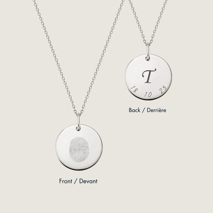 Fingerprint Cable Chain Necklace | 10K Gold Circle