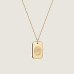 10K solid gold Actual Fingerprint Personalized Custom Memorial Engraved Cable Chain Necklace