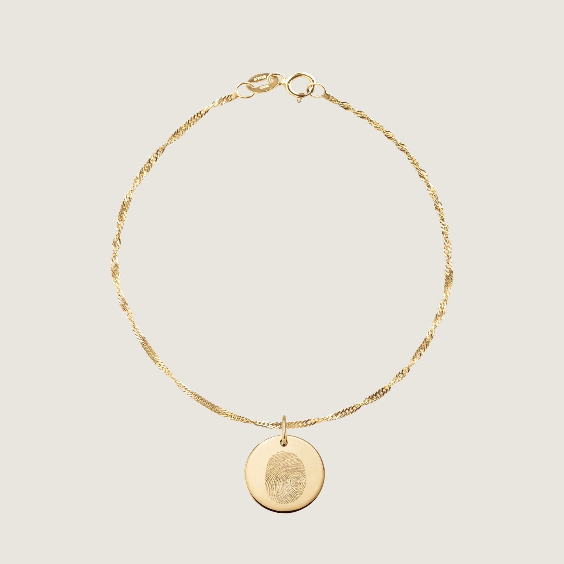 10K solid gold Actual Fingerprint Personalized Custom Memorial Engraved Twisted Bracelet
