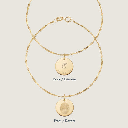 10K solid gold Actual Fingerprint Personalized Custom Memorial Engraved Twisted Double Sided Bracelet
