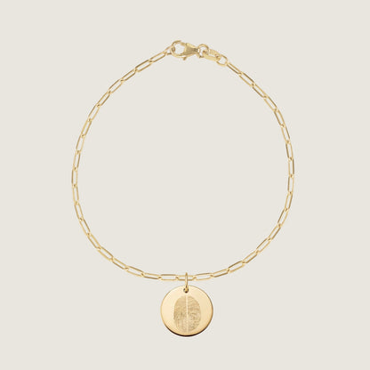 10K solid gold Actual Two Fingerprint Personalized Custom Memorial Engraved Paperclip Bracelet