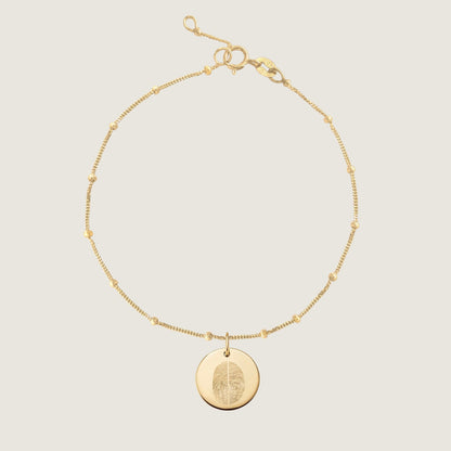 10K solid gold Actual  two fingerprint Personalized Custom Memorial Engraved Sphere Bracelet