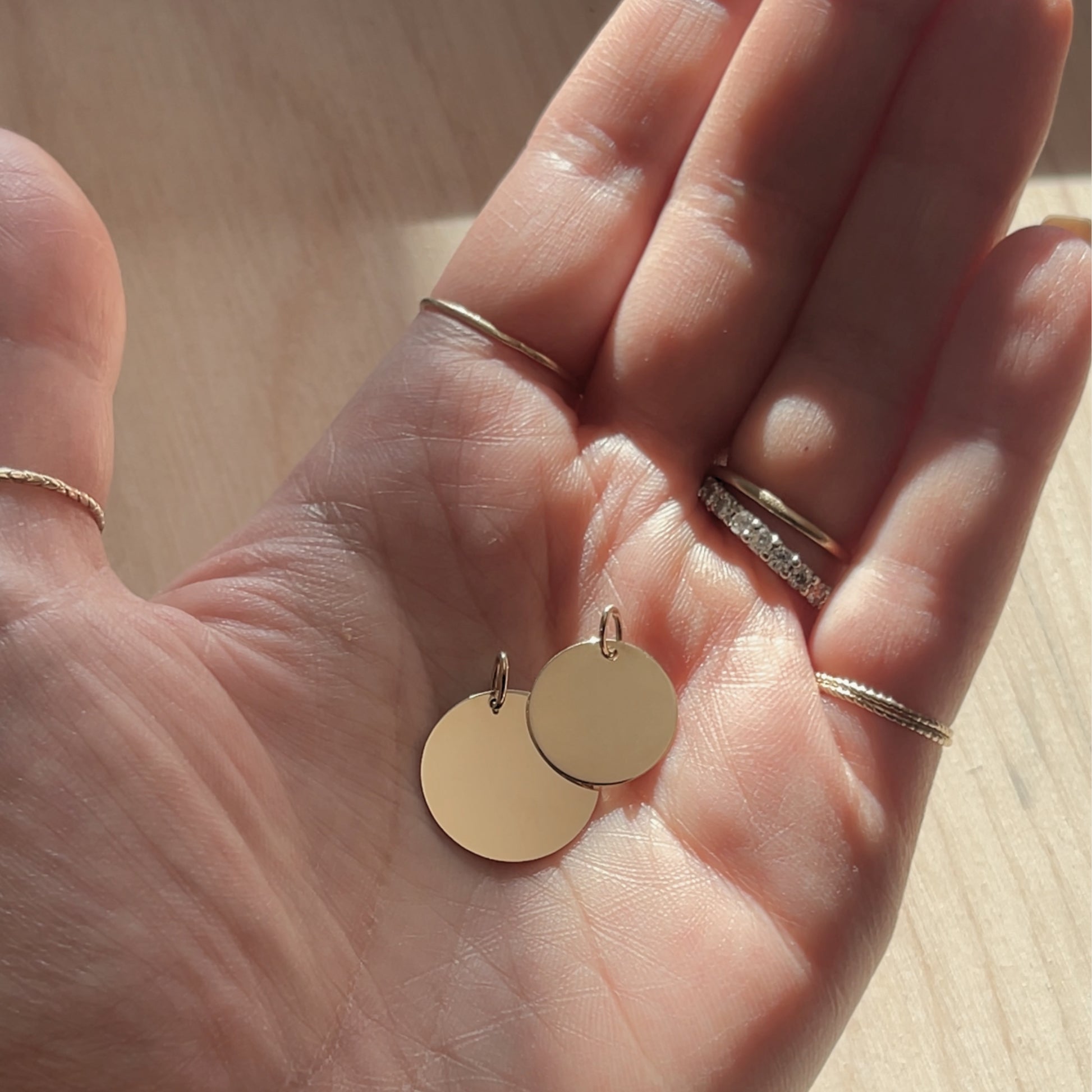 10K solid gold Personalized Custom Memorial Engraved Pendant in 2 sizes