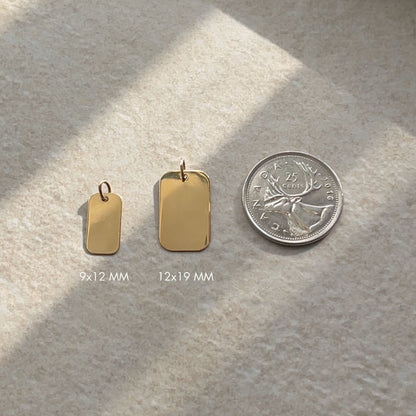 10K solid gold Personalized Custom Memorial Engraved Rectangle Pendant size