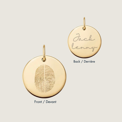 10K solid gold two fingerprint Personalized Custom Memorial Double sided Engraved Pendant