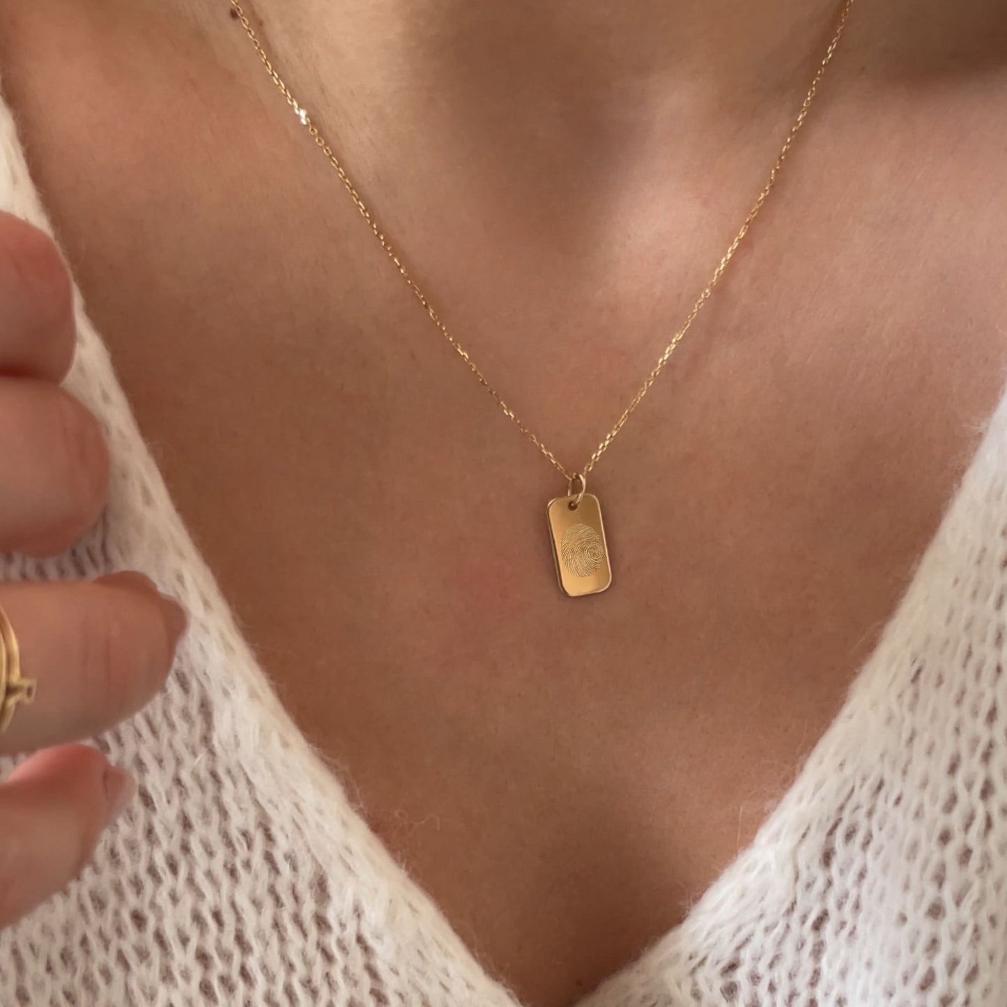 Pendentif d'Empreinte | Rectangle en Or 10 Carats