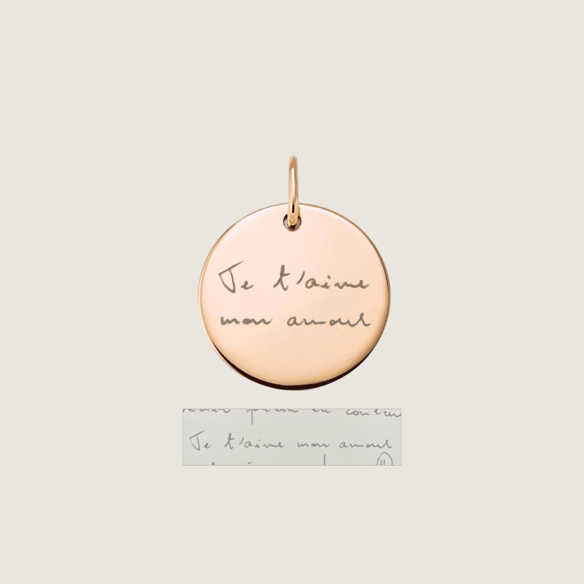 Handwriting Pendant | 10K Gold Circle