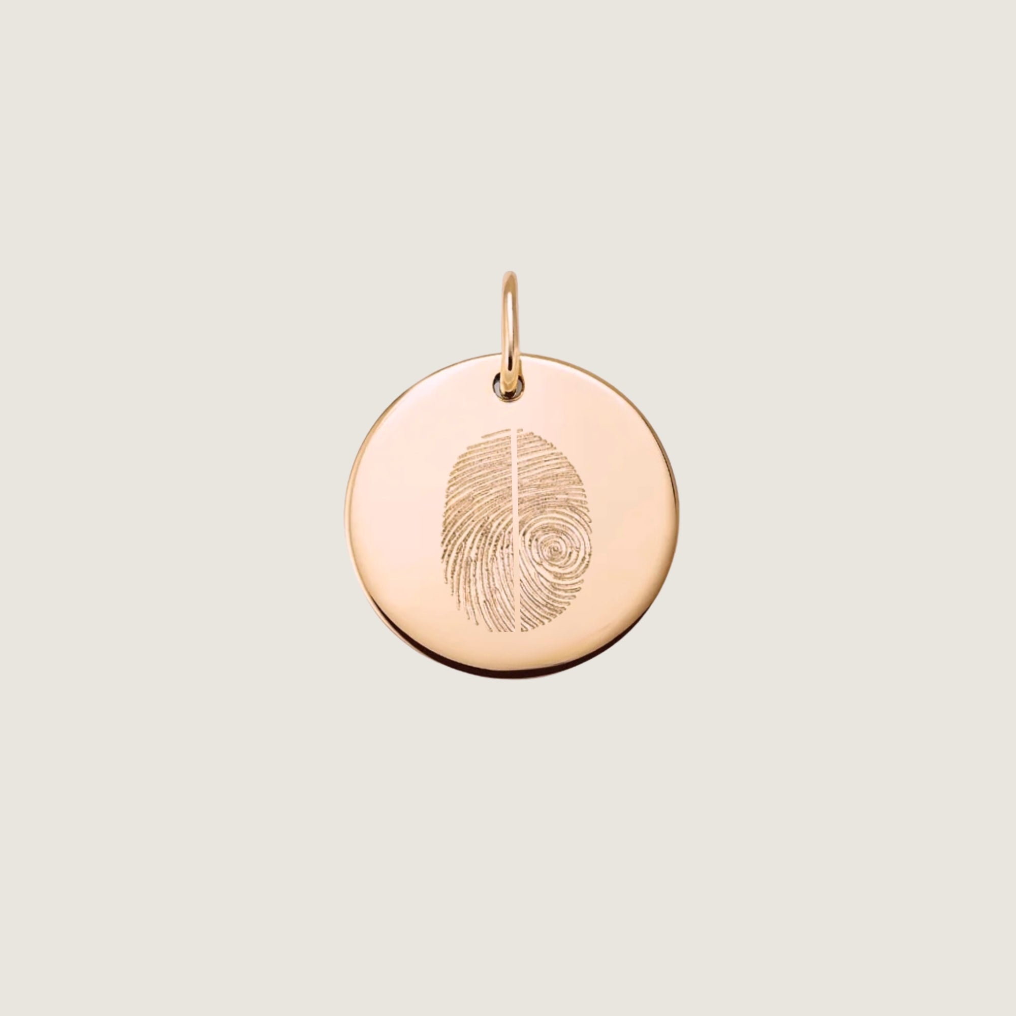 Two Fingerprint Pendant | 10K Gold Circle