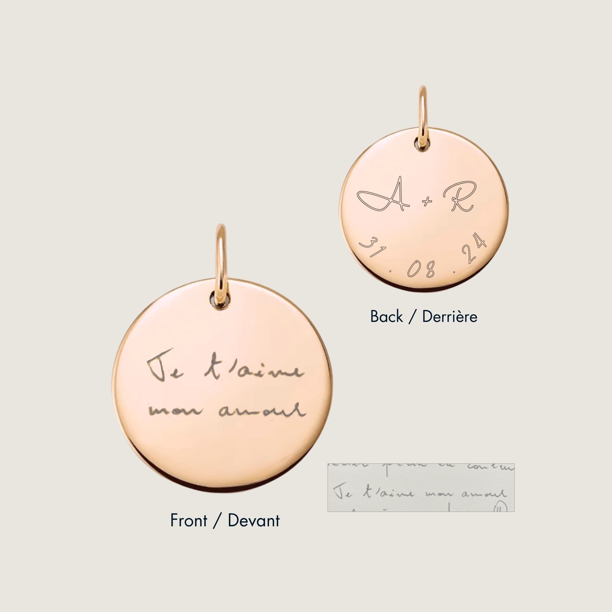 Handwriting Pendant | 10K Gold Circle