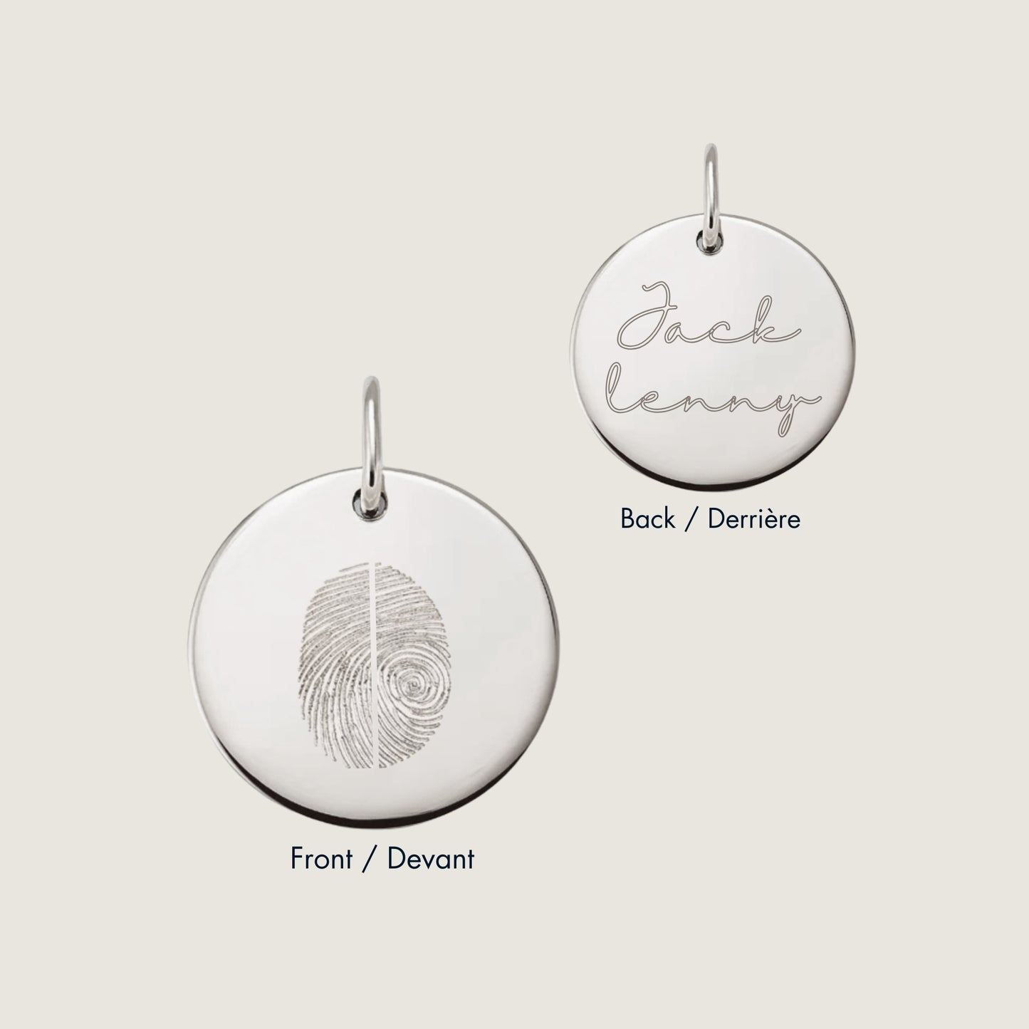 Pendentif Deux Empreintes | Disque en Or 10 Carats