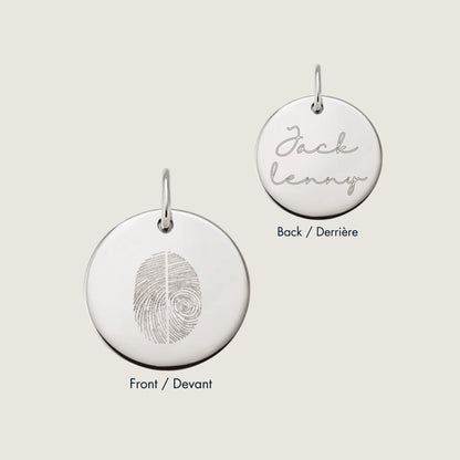 Pendentif Deux Empreintes | Disque en Or 10 Carats