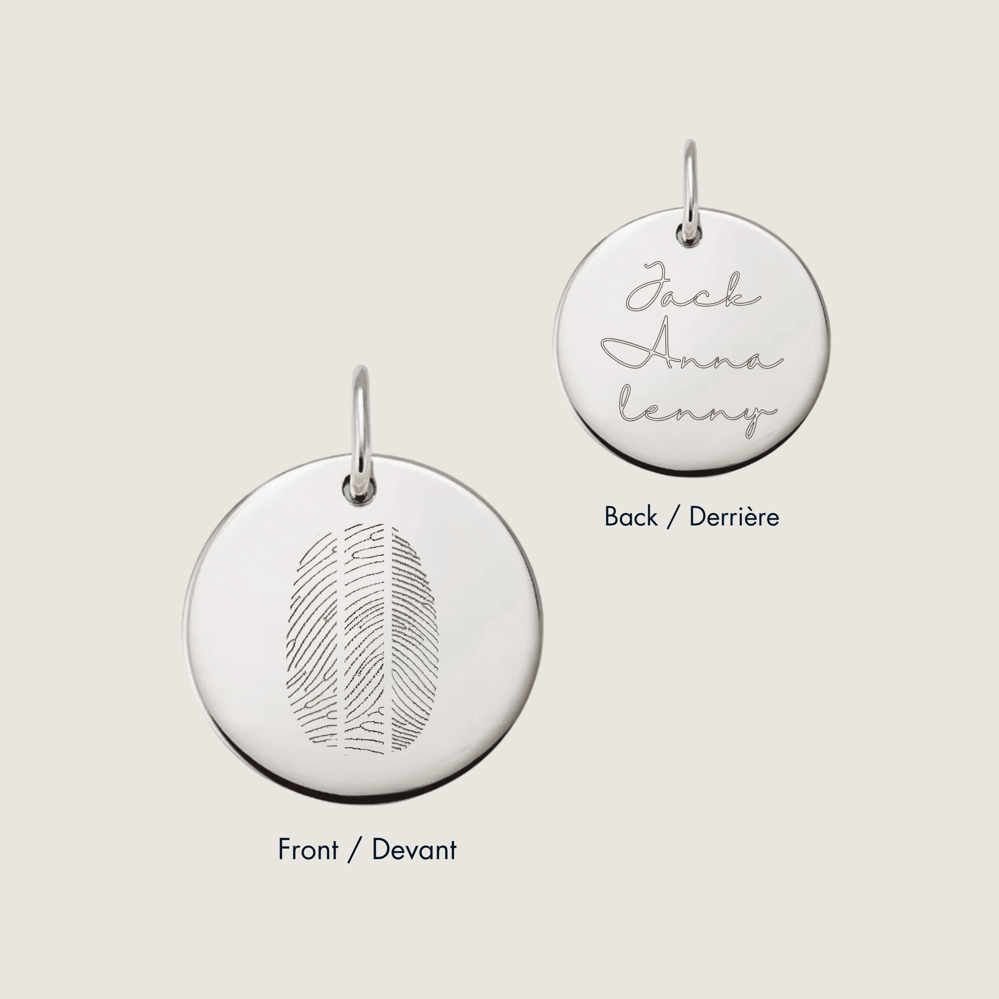 Three Fingerprint Pendant | 10K Gold Circle