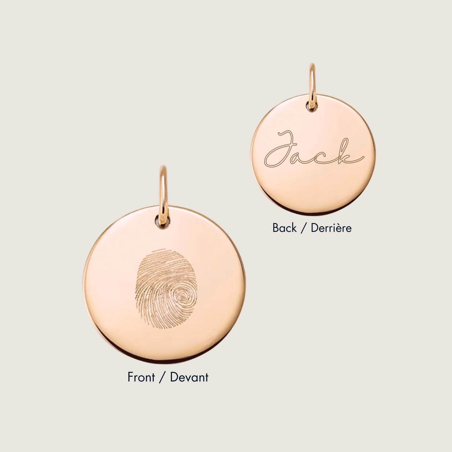 Pendentif d'Empreinte | Disque en Or 10 Carats