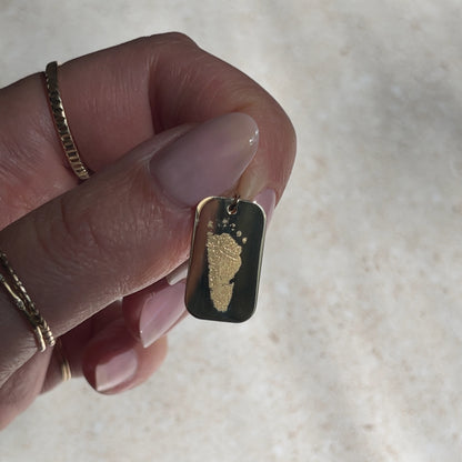 Pendentif Gravure de Main | Rectangle en Or 10 Carats