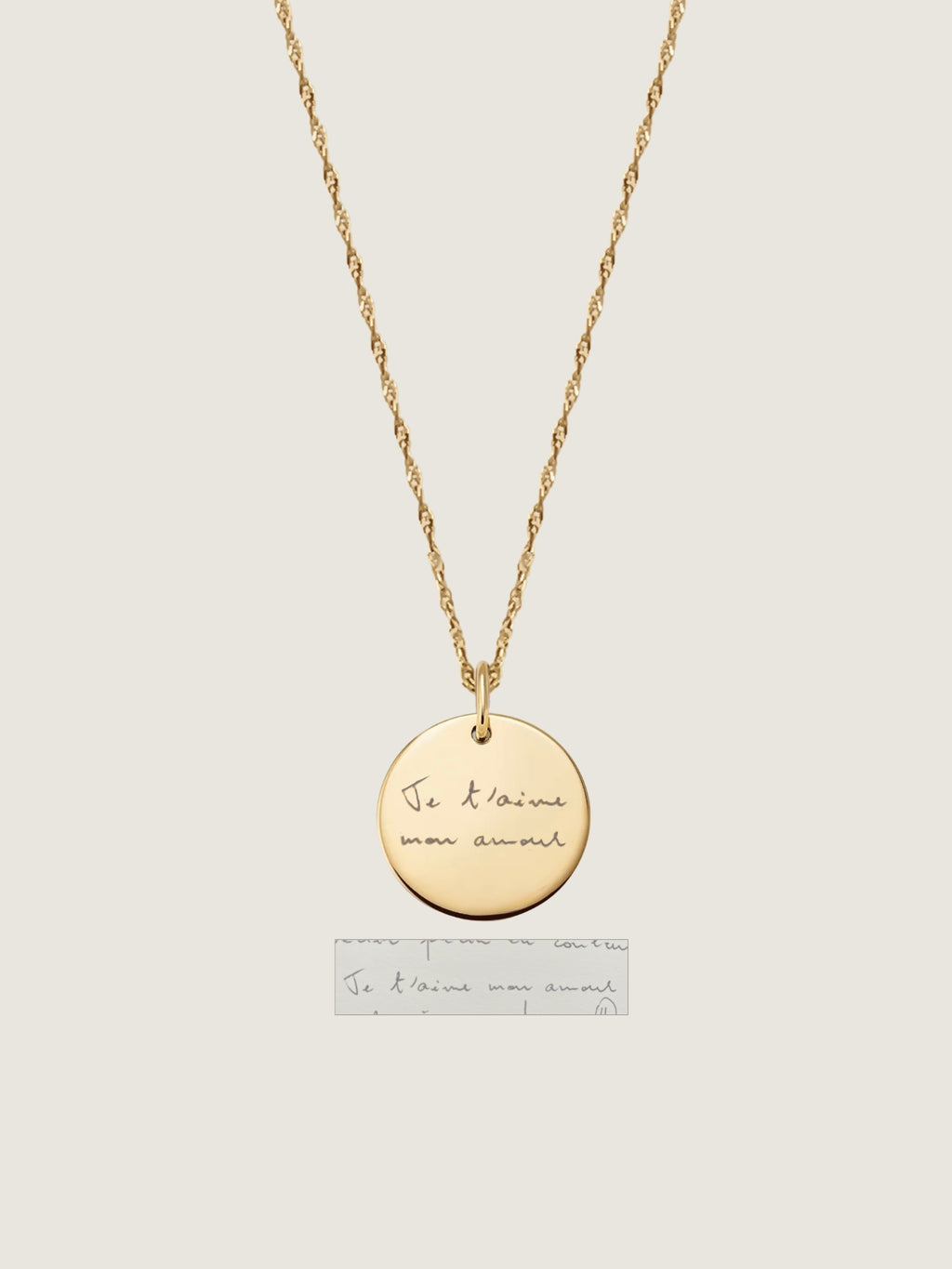 Handwriting Twisted Chain Necklace | 10K Gold Circle