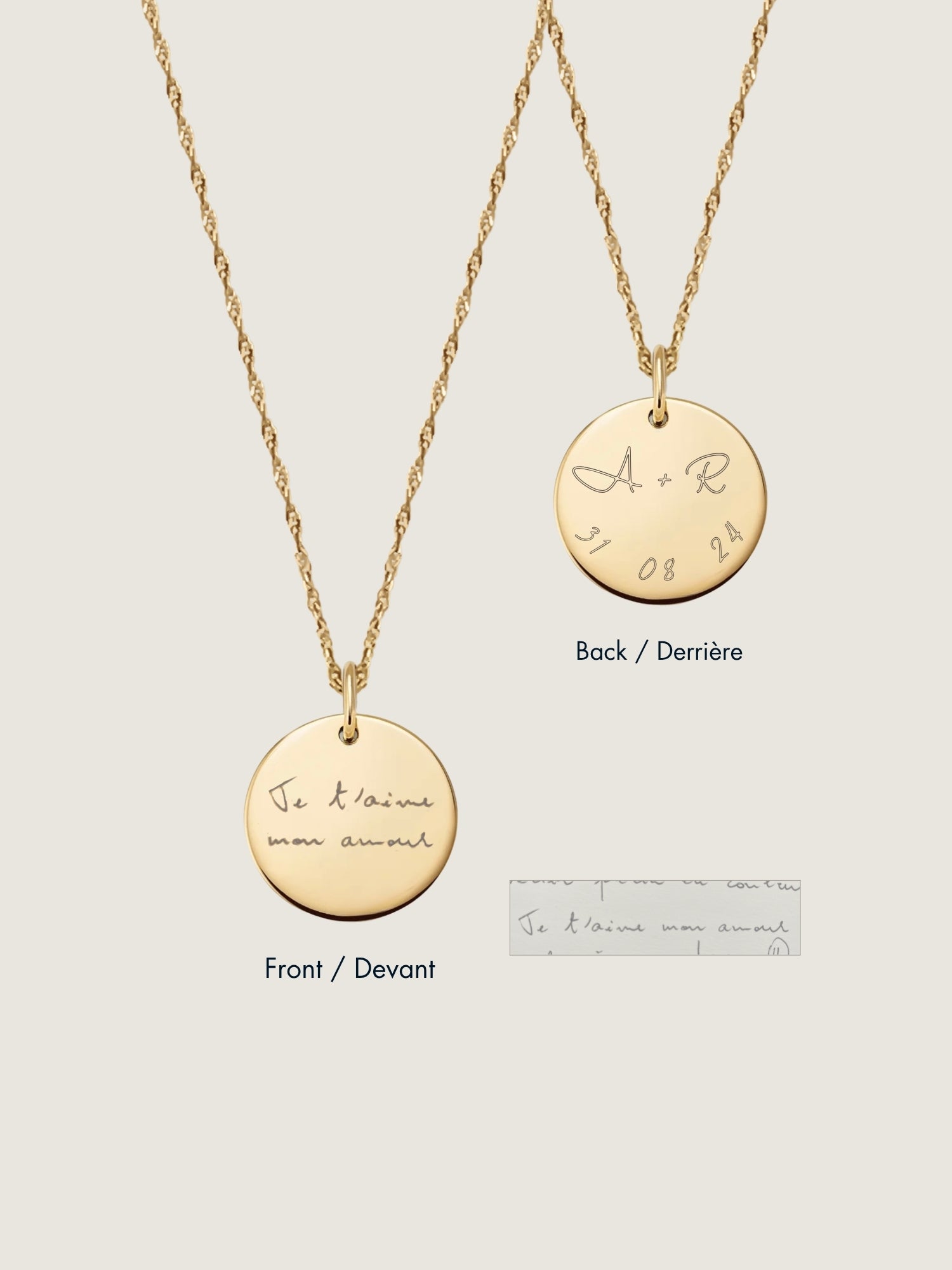 Handwriting Twisted Chain Necklace | 10K Gold Circle