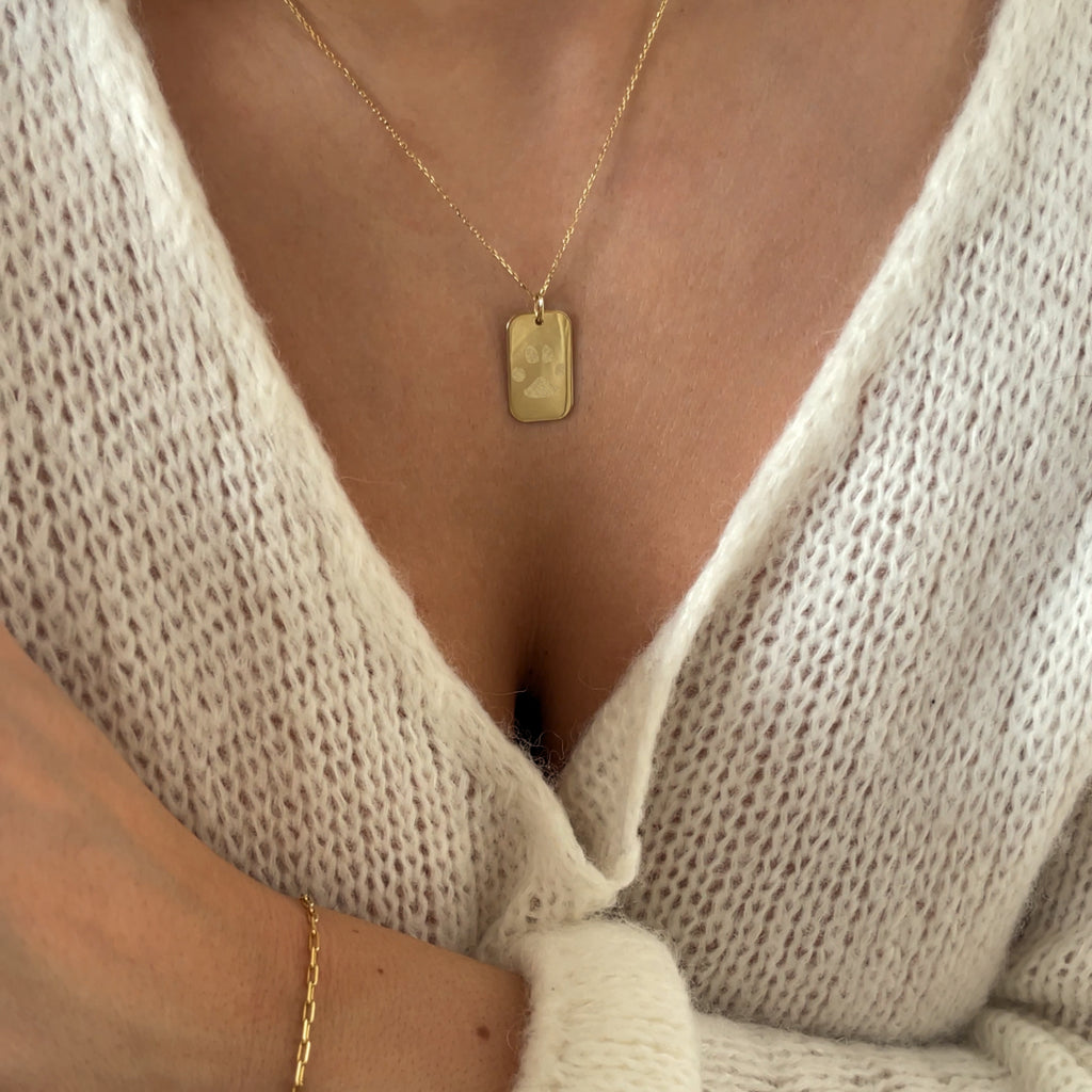 Paw Print Pendant | 10K Gold Rectangle