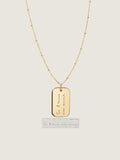 Handwriting Sphere Chain Necklace | 10K Gold Rectangle