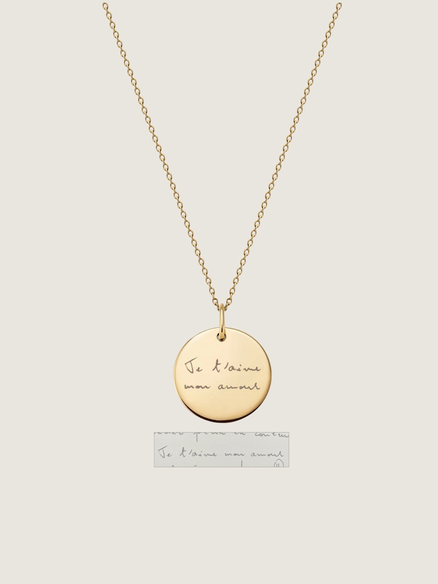 Handwriting Cable Chain Necklace | 10K Gold Circle