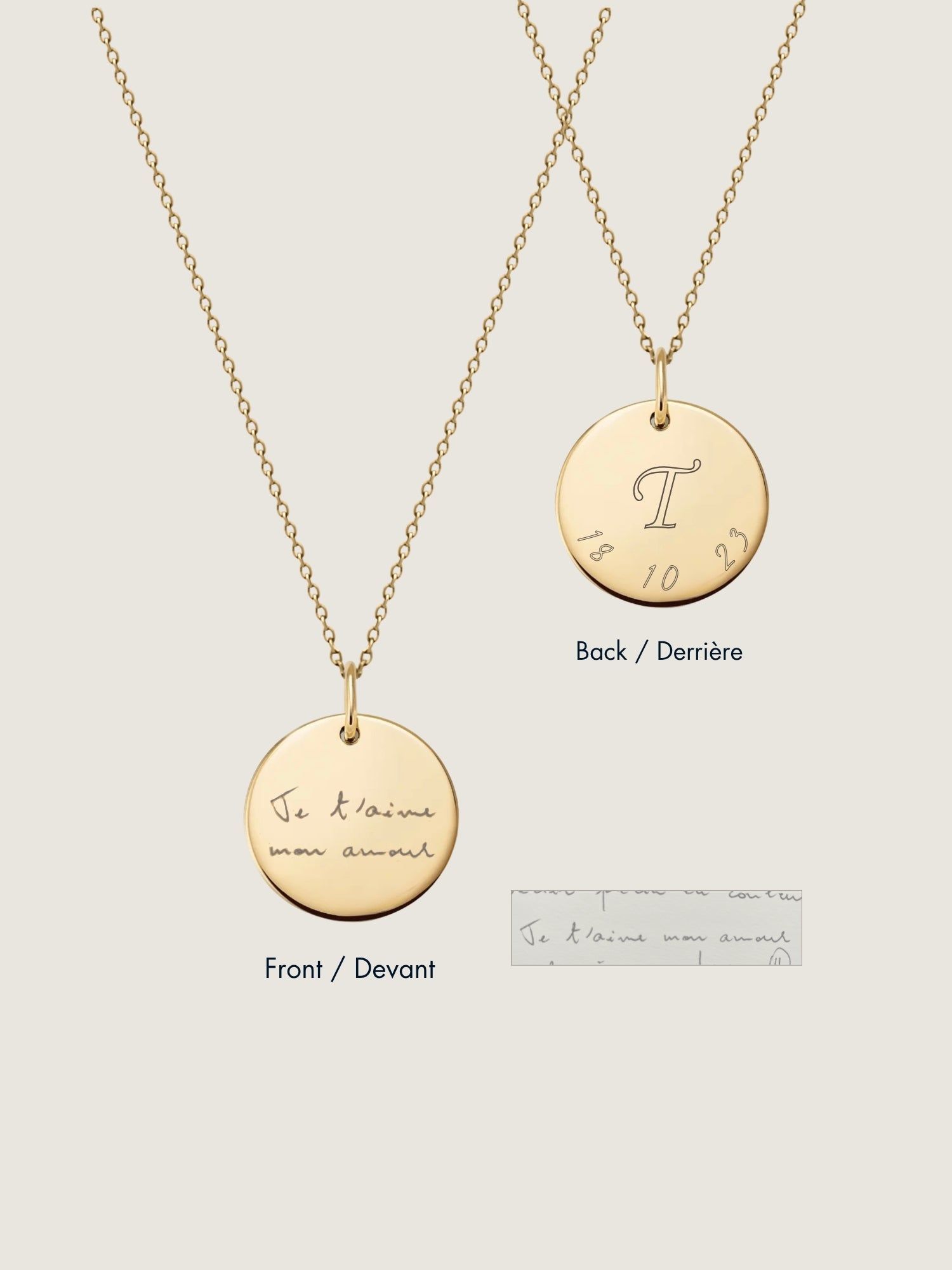 Handwriting Cable Chain Necklace | 10K Gold Circle