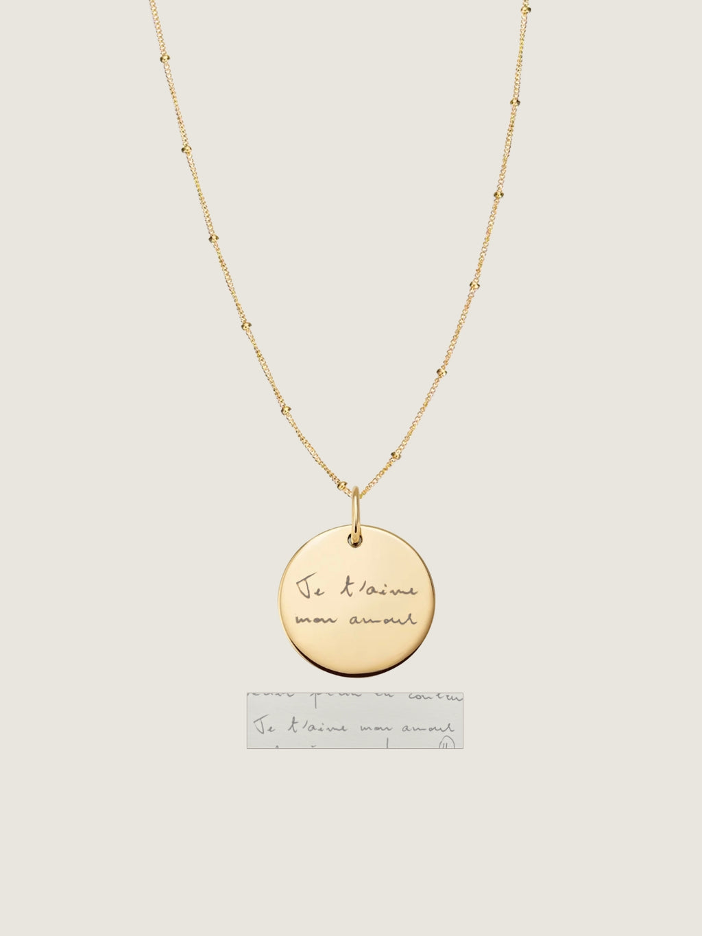 Handwriting Sphere Chain Necklace | 10K Gold Circle