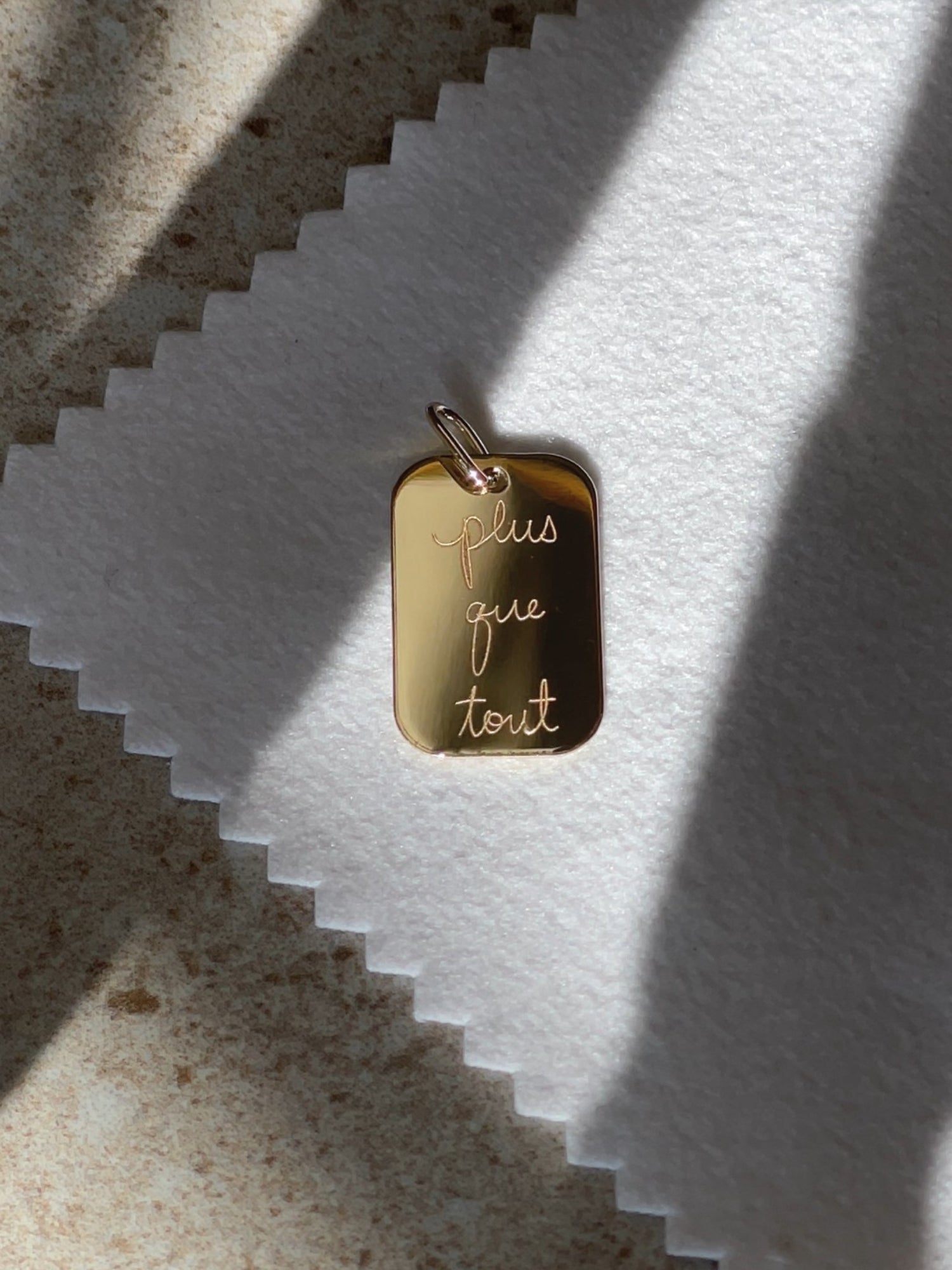 Handwriting Sphere Chain Necklace | 10K Gold Rectangle