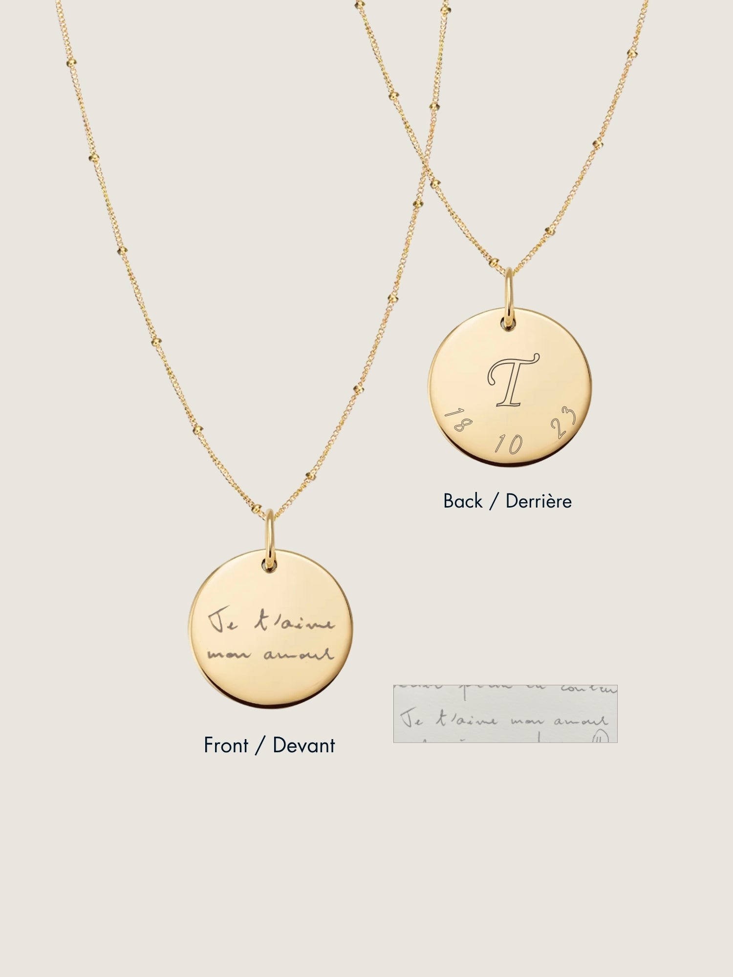 Handwriting Sphere Chain Necklace | 10K Gold Circle