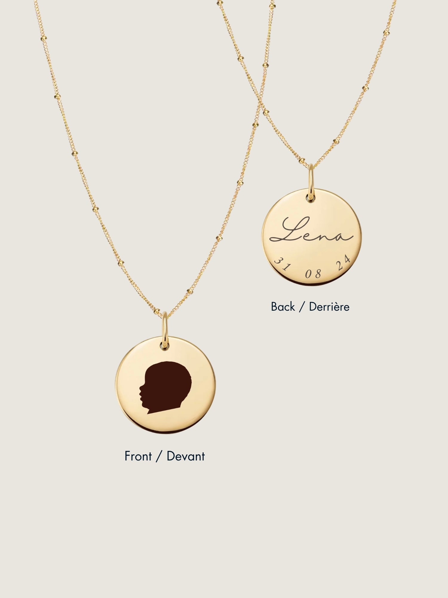 Silhouette Sphere Chain Necklace | 10K Gold Circle