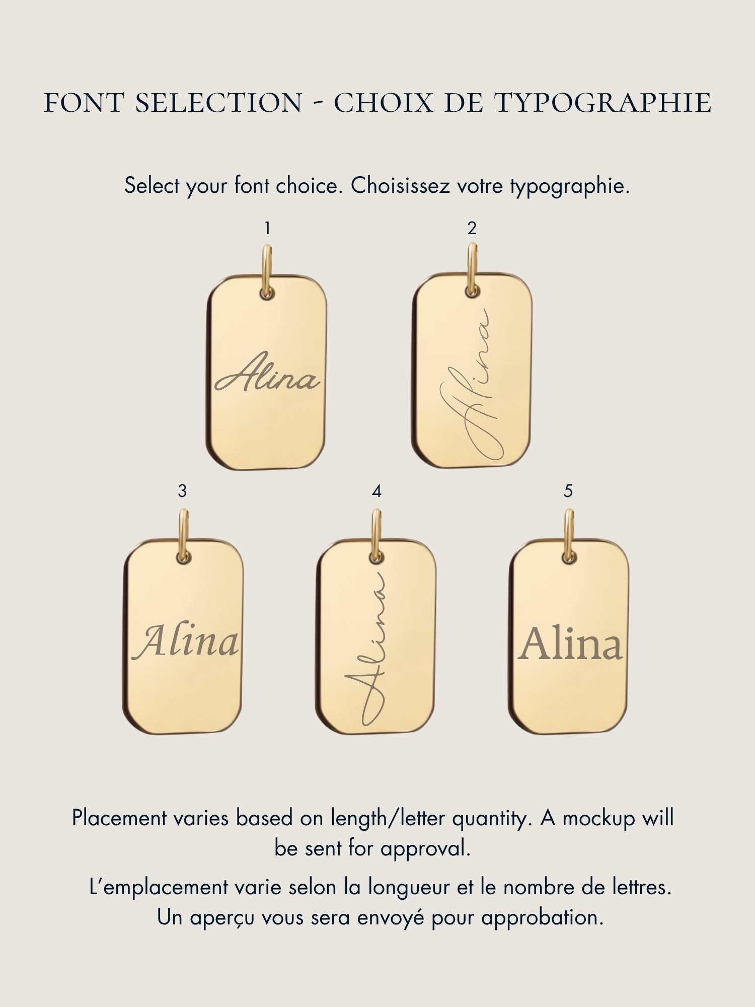 Handwriting Sphere Chain Necklace | 10K Gold Rectangle