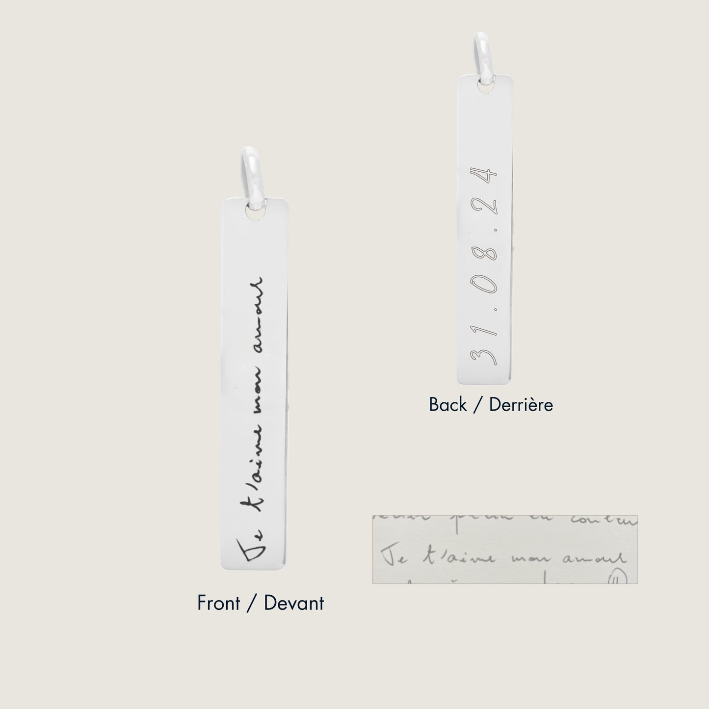 Handwriting Pendant | 10K Gold Bar