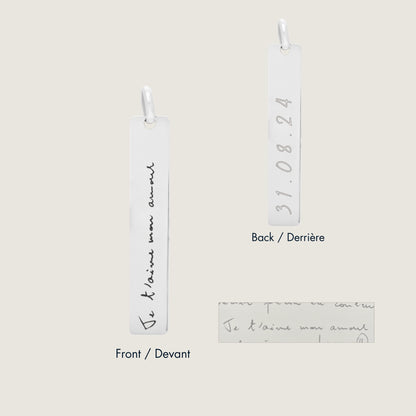 Handwriting Pendant | 10K Gold Bar