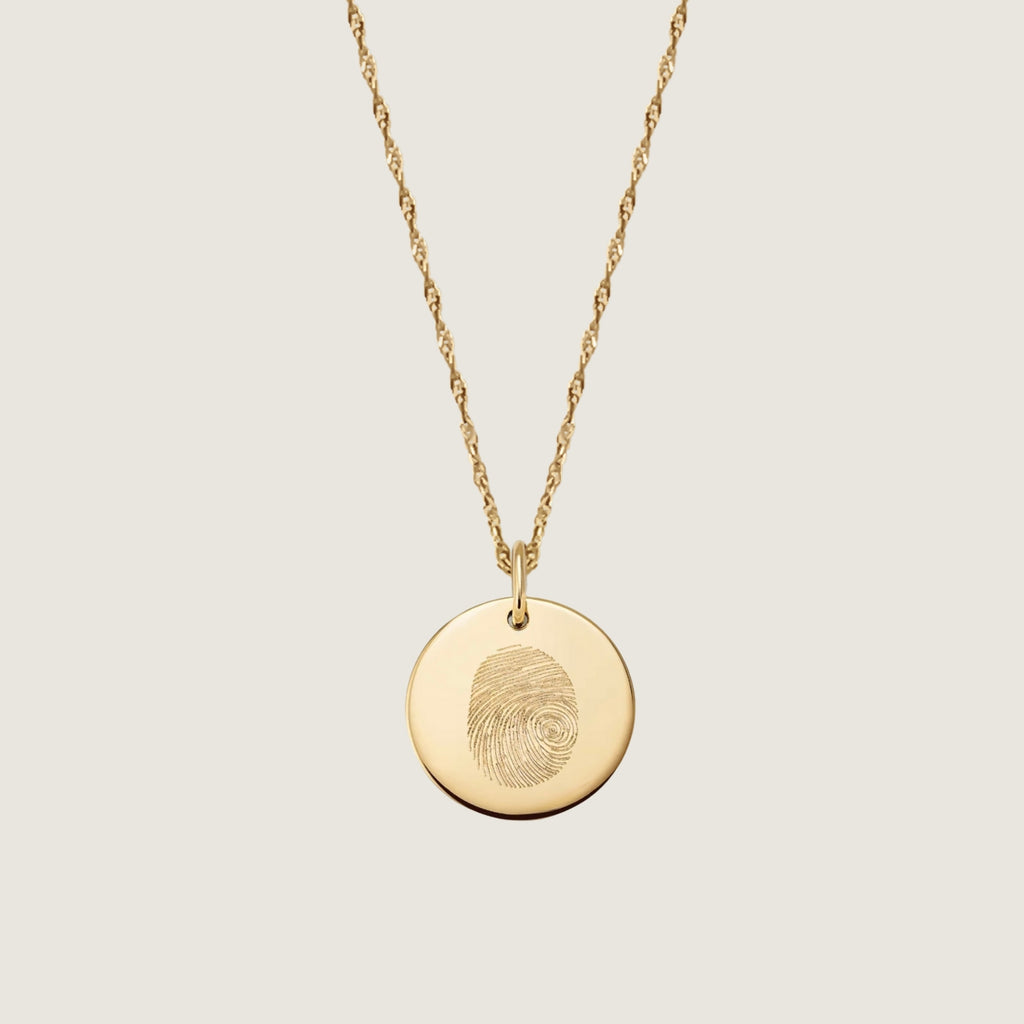 Fingerprint Twisted Chain Necklace | 10K Gold Circle