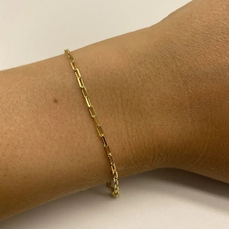 Petite Paperclip Chain Bracelet  | 10K Solid Gold