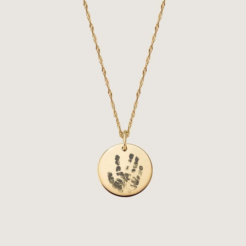 Handprint Twisted Chain Necklace | 10K Gold Circle