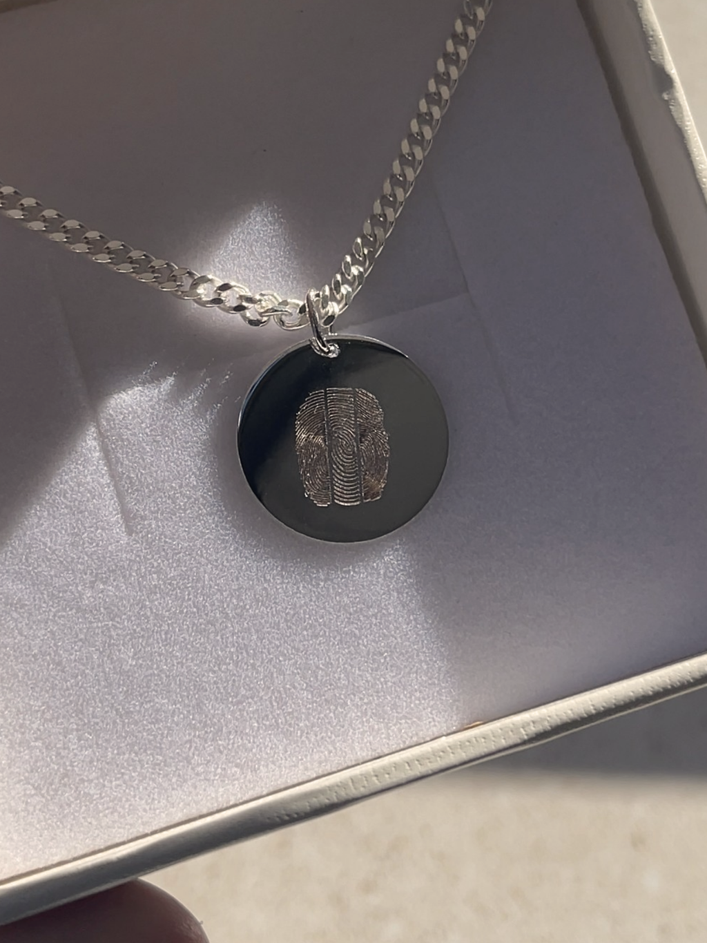 Pendentif d'Empreinte | Disque Argent Sterling 925