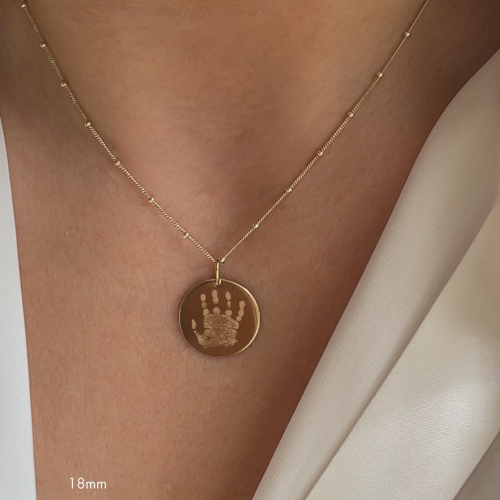 Handprint Sphere Chain Necklace | 10K Gold Circle