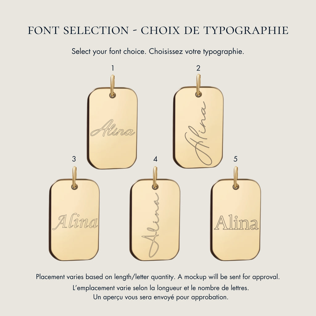 Pendentif Gravure de Main | Rectangle en Or 10 Carats