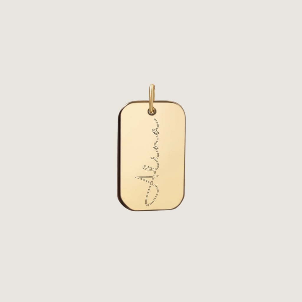 Pendentif Gravure de Main | Rectangle en Or 10 Carats