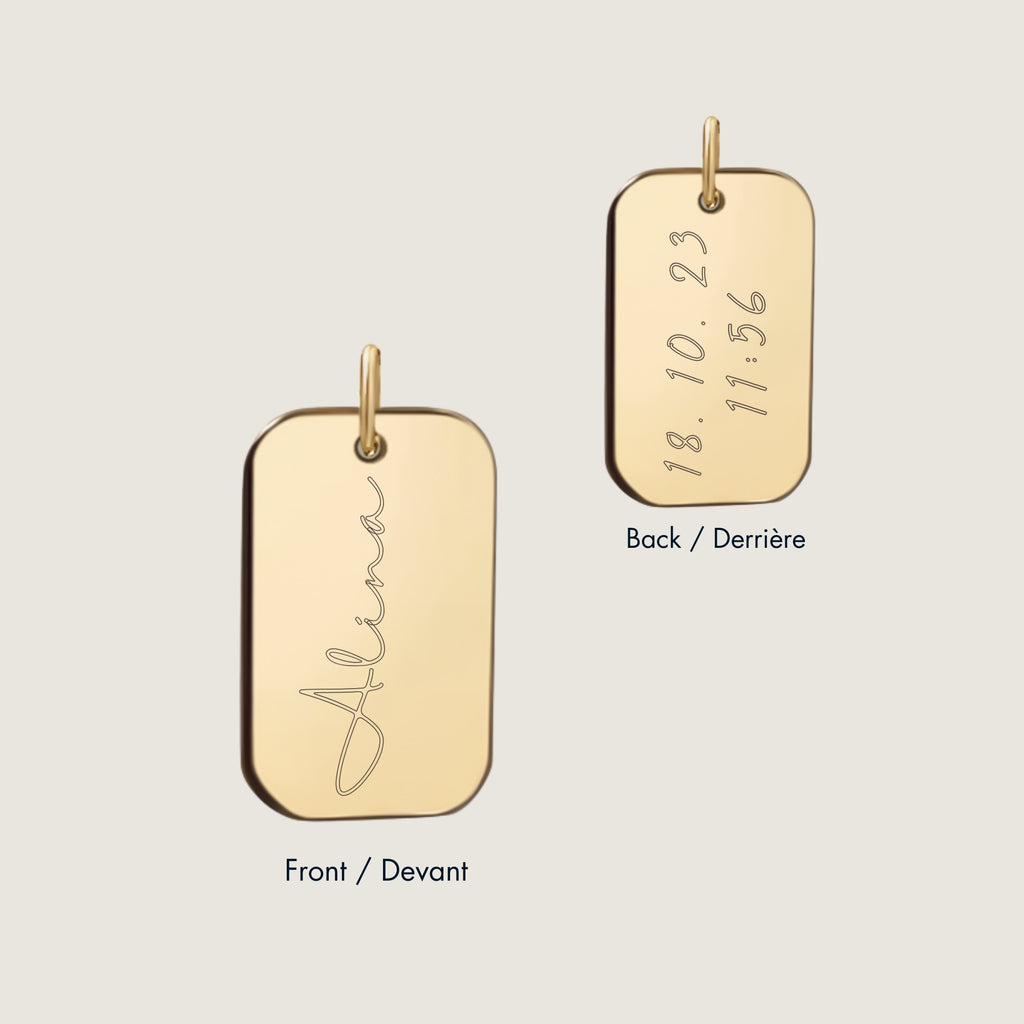 Pendentif Gravure de Main | Rectangle en Or 10 Carats