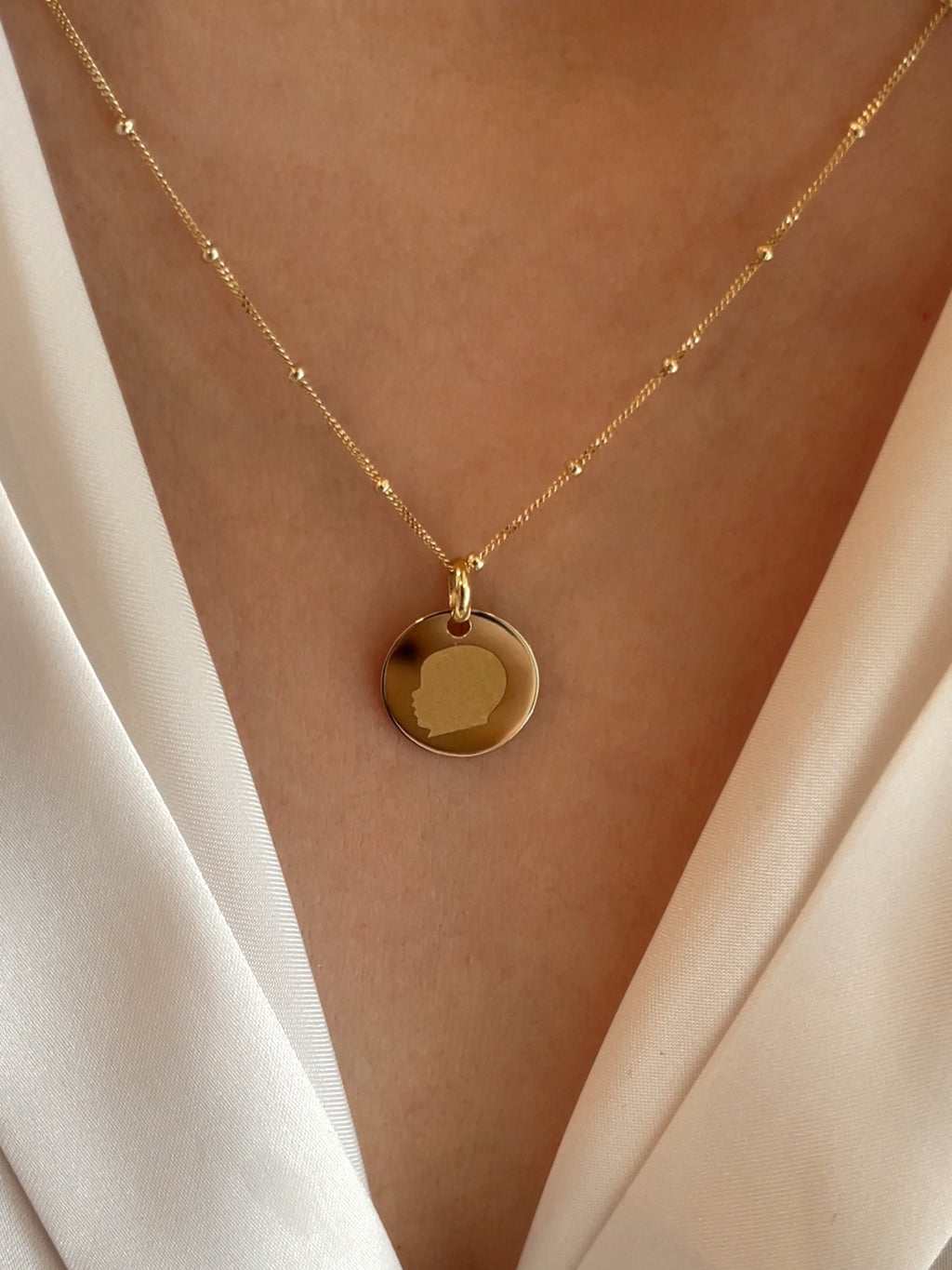 Pendentif d'Empreinte | Disque en Or 10 Carats