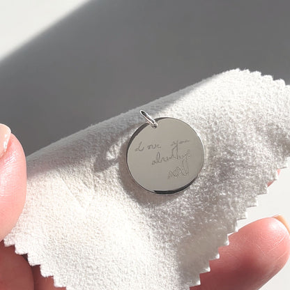 925 Sterling Silver Actual Handwriting Personalized Custom Memorial Engraved Pendant Jewelry on woman