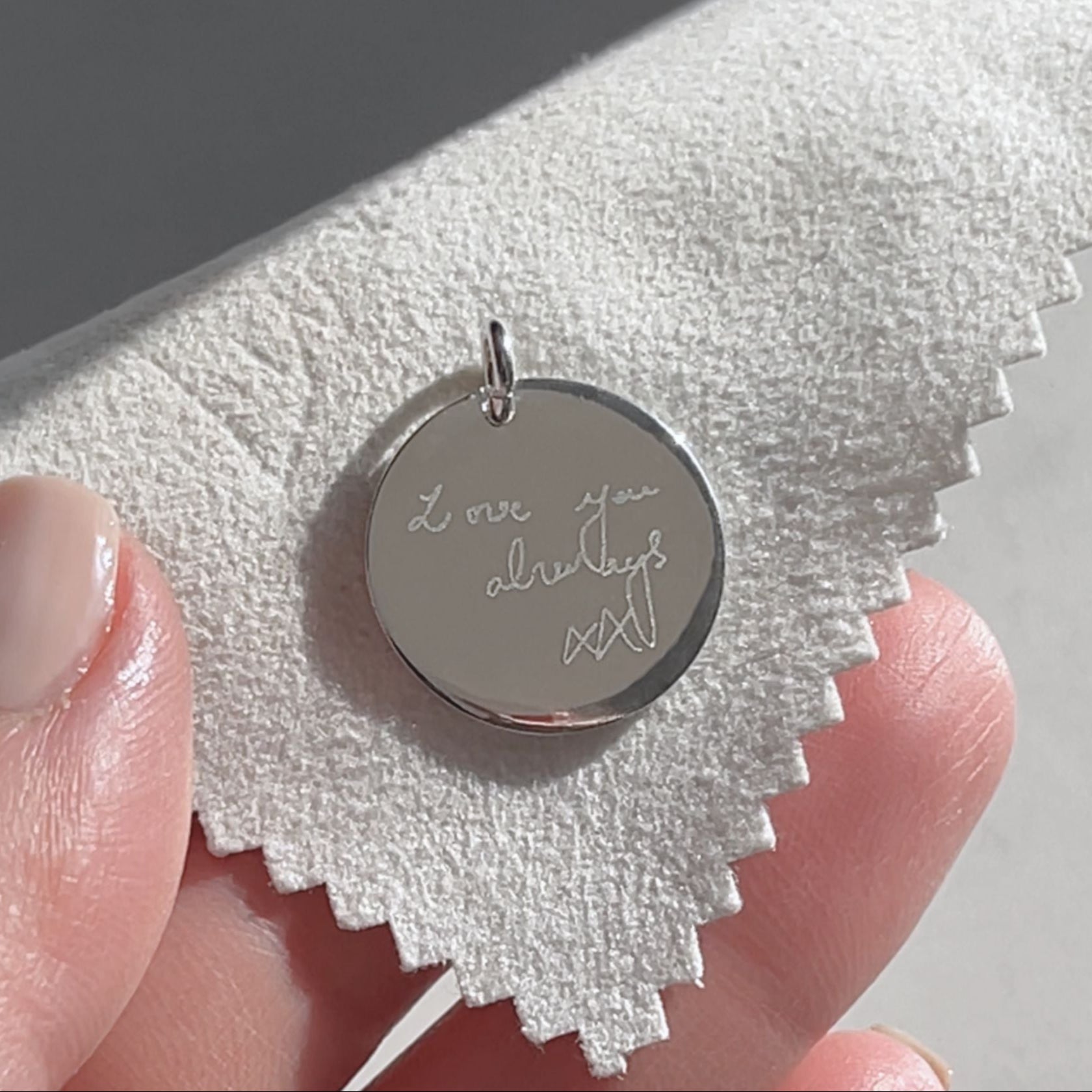 925 Sterling Silver Actual Handwriting Personalized Custom Memorial Engraved with Love you always Pendant Jewelry 