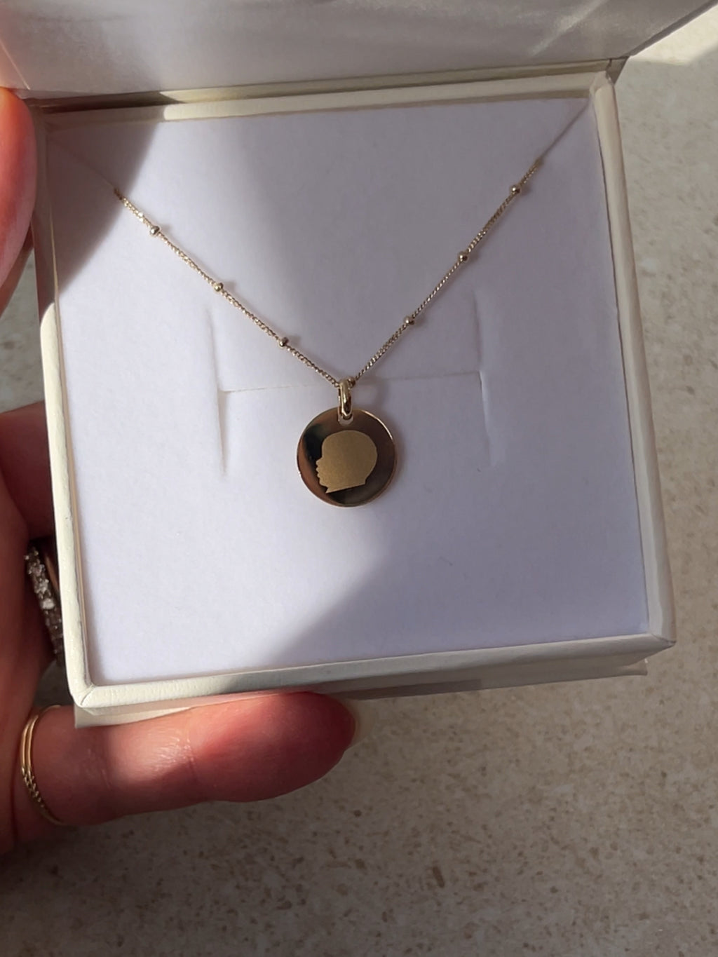 Pendentif d'Empreinte | Disque en Or 10 Carats