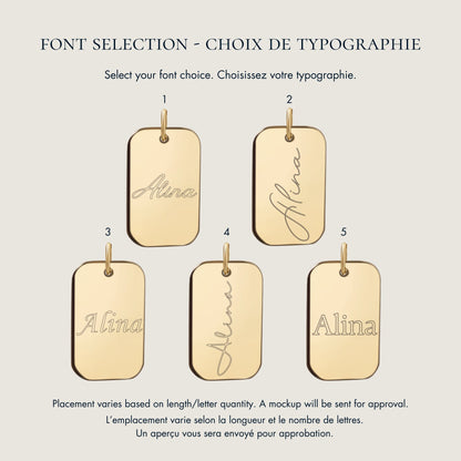 Font options to engrave on personalized solid gold pendant 