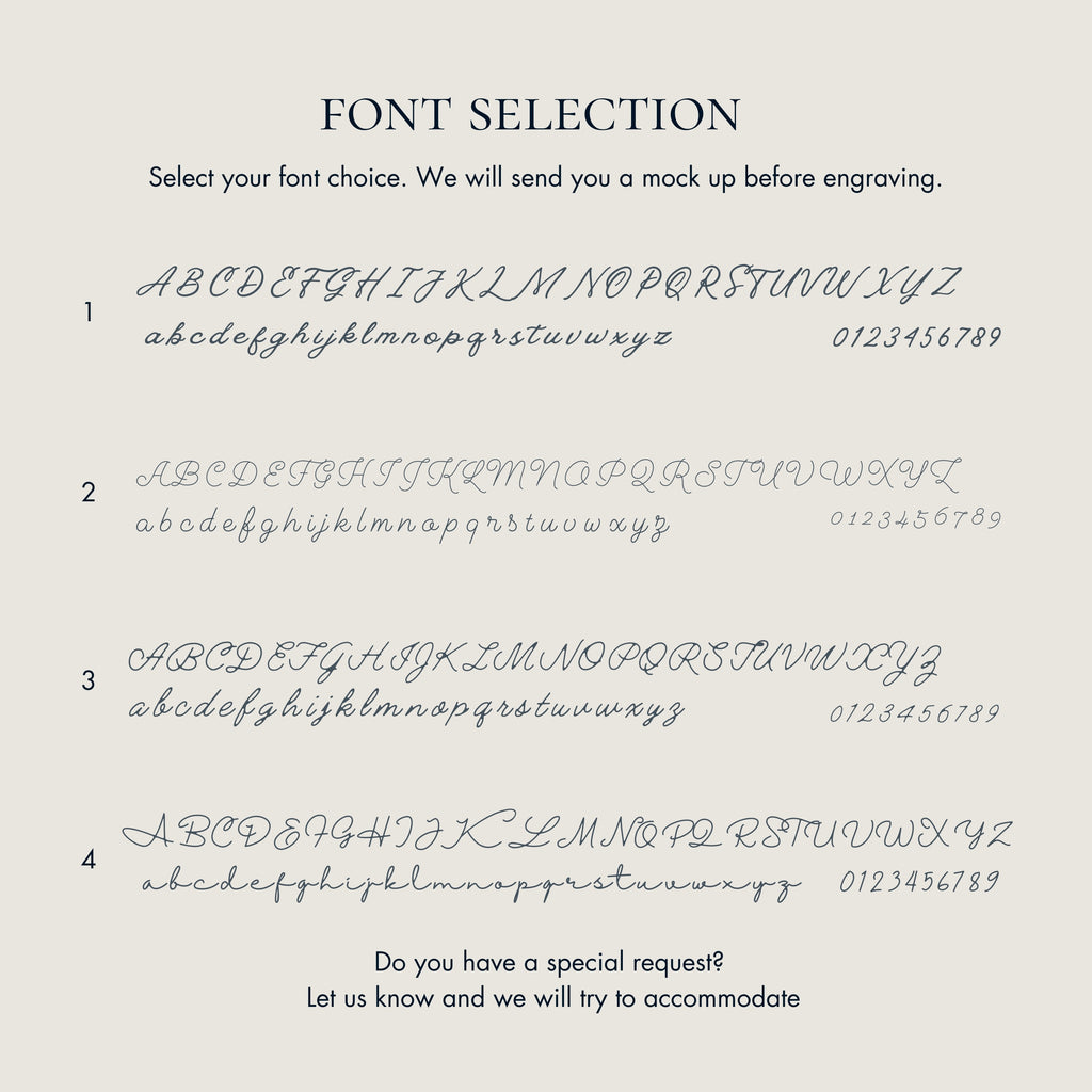 Font selection to engrave on two fingerprint pendant