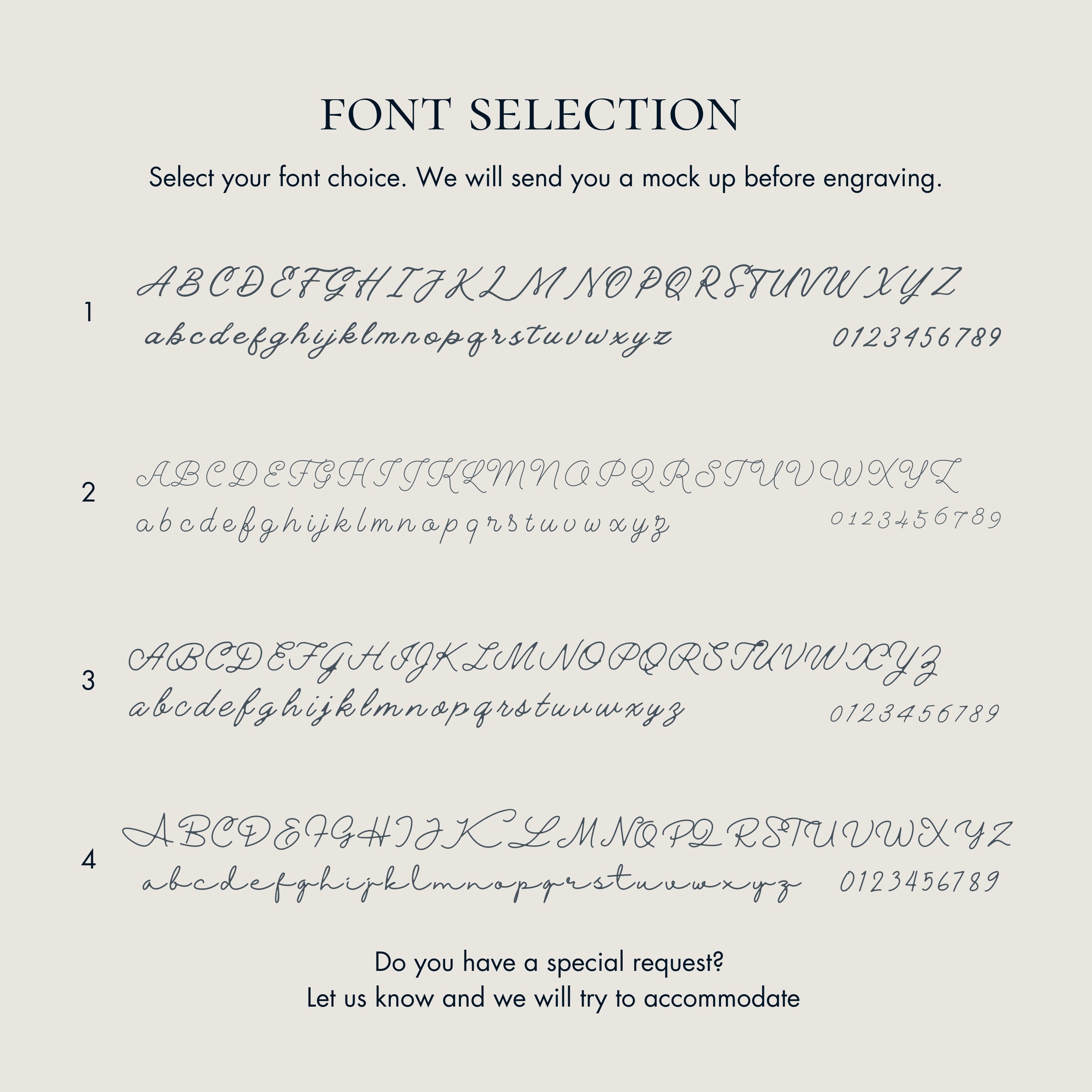 Font selection to engrave on two fingerprint pendant