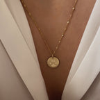 Paw Print Twisted Chain Necklace | 10K Gold Circle