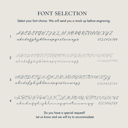 font selection to engrave on paw print jewelry