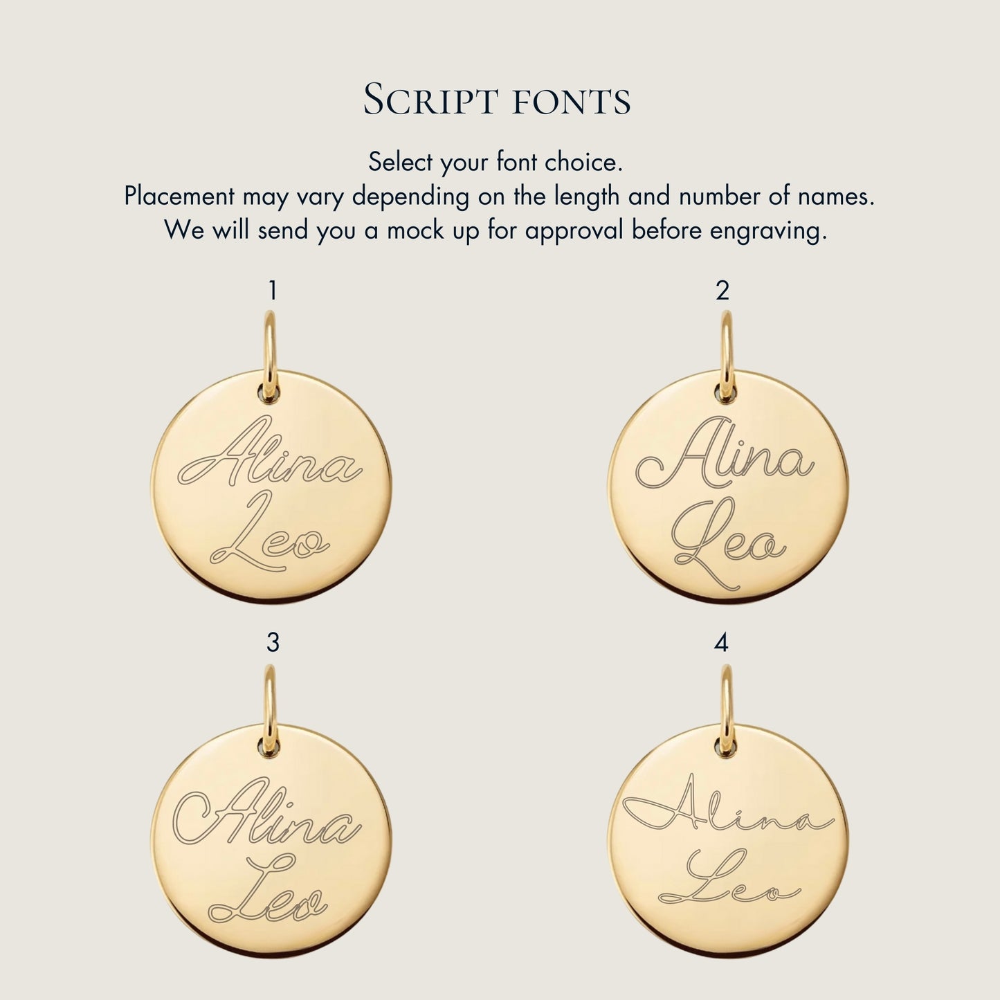 script font choice for two fingerpirint engraved pendant