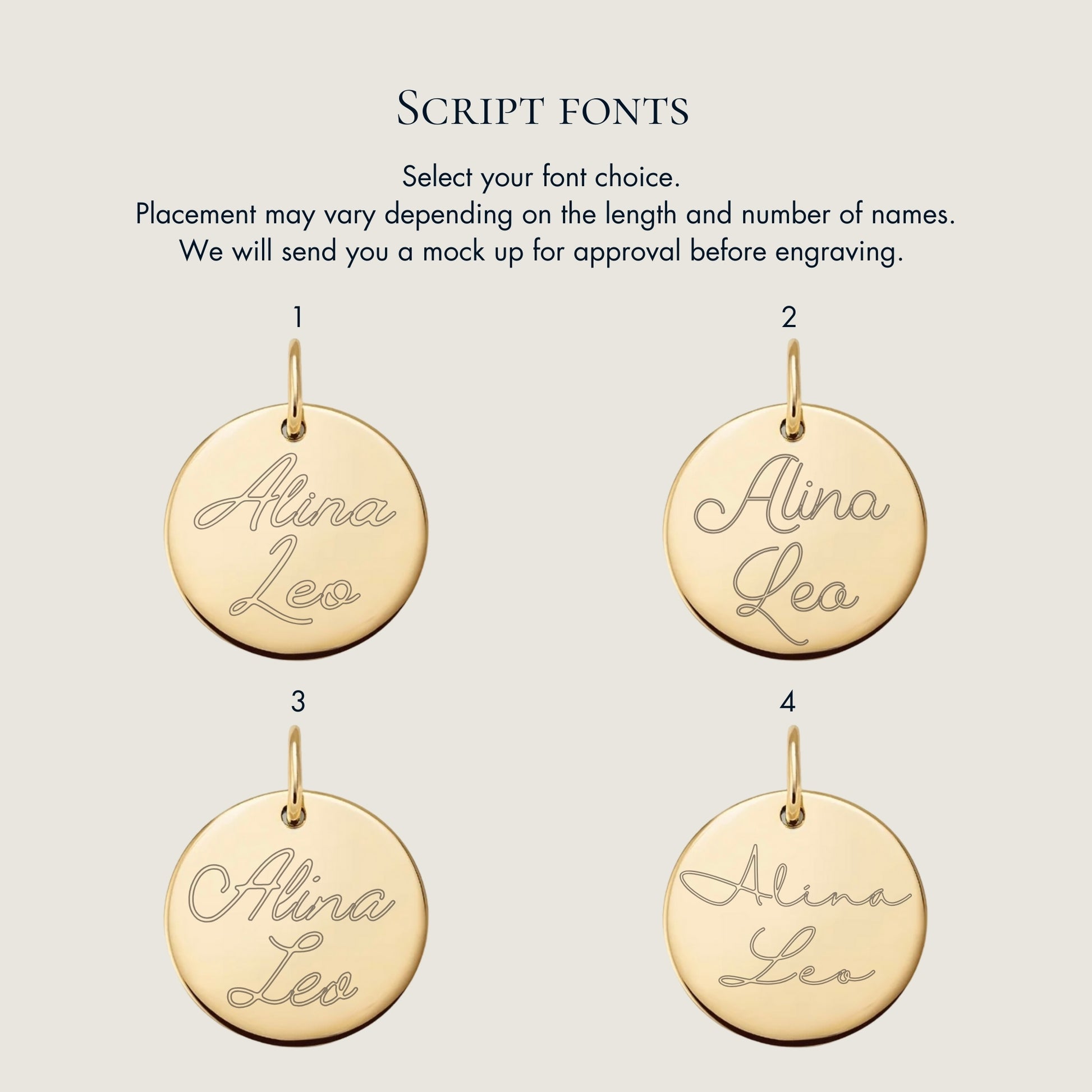 script font choice for two fingerpirint engraved pendant